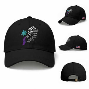 Suicide Prevention Awareness Baseball Cap Through Every Dark Night There Is A Brighter Day Semicolon Sun Feathers