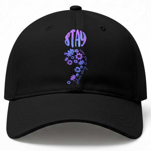 Suicide Prevention Awareness Baseball Cap Stay Your Story Is Not Over Semicolon Flower
