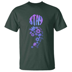 Suicide Prevention Awareness T Shirt Stay Your Story Is Not Over Semicolon Flower TS11 Dark Forest Green Print Your Wear