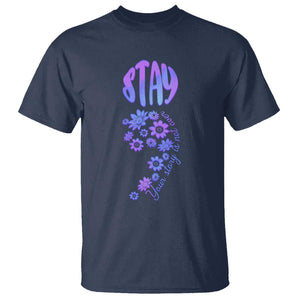 Suicide Prevention Awareness T Shirt Stay Your Story Is Not Over Semicolon Flower TS11 Navy Print Your Wear