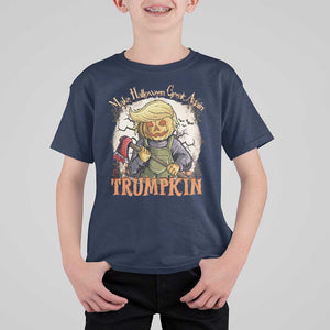 Funny Trump T Shirt For Kid Make Halloween Great Again Trumpkin TS11 Navy Print Your Wear