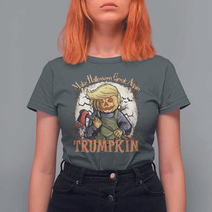 Funny Trump T Shirt For Women Make Halloween Great Again Trumpkin TS11 Dark Heather Print Your Wear
