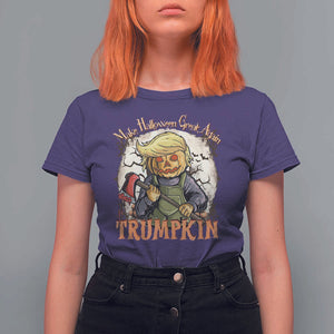 Funny Trump T Shirt For Women Make Halloween Great Again Trumpkin TS11 Purple Print Your Wear