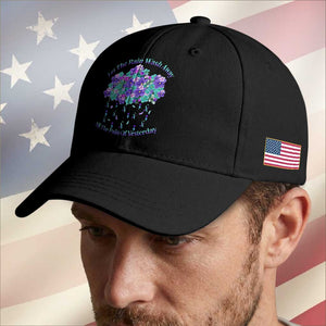 Suicide Prevention Awareness Baseball Cap Let The Rain Wash Away All The Pain Of Yesterday Flower Cloud Semicolon