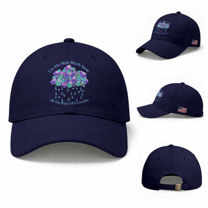 Suicide Prevention Awareness Baseball Cap Let The Rain Wash Away All The Pain Of Yesterday Flower Cloud Semicolon