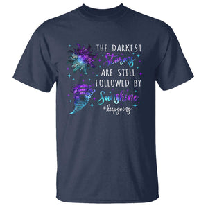 Suicide Prevention Awareness T Shirt The Darkest Storms Are Still Followed By Sunshine Keepgoing Semicolon TS11 Navy Print Your Wear