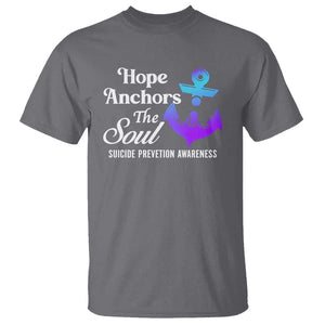 Suicide Prevention Awareness T Shirt Hope Anchors The Soul Teal And Purple Semicolon TS11 Charcoal Print Your Wear