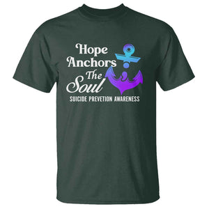 Suicide Prevention Awareness T Shirt Hope Anchors The Soul Teal And Purple Semicolon TS11 Dark Forest Green Print Your Wear