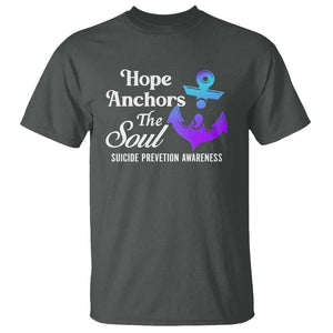 Suicide Prevention Awareness T Shirt Hope Anchors The Soul Teal And Purple Semicolon TS11 Dark Heather Print Your Wear
