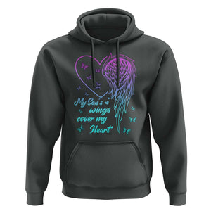 Suicide Prevention Awareness Hoodie My Son's Wings Cover My Heart Butterfly TS11 Dark Heather Print Your Wear