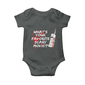 Funny Whats Your Favorite Scary Movie Baby Onesie Halloween Horror Film Lover TS11 Dark Heather Print Your Wear