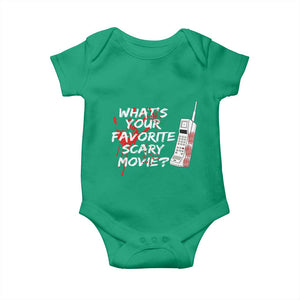 Funny Whats Your Favorite Scary Movie Baby Onesie Halloween Horror Film Lover TS11 Irish Green Print Your Wear