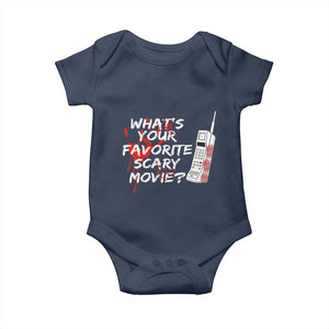 Funny Whats Your Favorite Scary Movie Baby Onesie Halloween Horror Film Lover TS11 Navy Print Your Wear