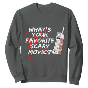 Funny Whats Your Favorite Scary Movie Sweatshirt Halloween Horror Film Lover TS11 Dark Heather Print Your Wear