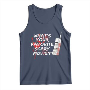 Funny Whats Your Favorite Scary Movie Tank Top Halloween Horror Film Lover TS11 Navy Print Your Wear