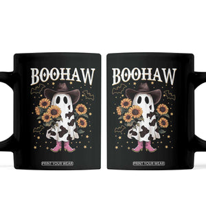 Funny Boohaw Halloween Western Cowboy Ghost Coffee Mug TS11 Black Print Your Wear
