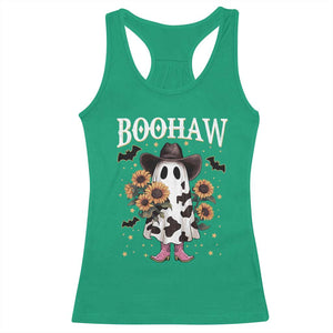 Funny Boohaw Halloween Western Cowboy Ghost Racerback Tank Top TS11 Irish Green Print Your Wear