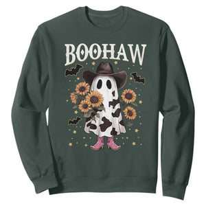 Funny Boohaw Halloween Western Cowboy Ghost Sweatshirt TS11 Dark Forest Green Print Your Wear