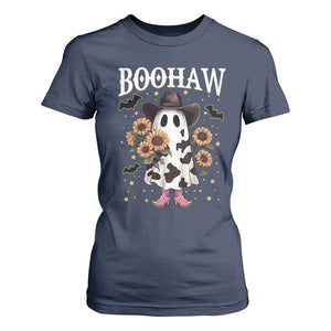 Funny Boohaw Halloween Western Cowboy Ghost T Shirt For Women TS11 Navy Print Your Wear