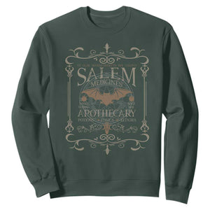 Halloween Salem Witch Sweatshirt Salem Medicines Apothecary Potions Tonics Elixirs TS11 Dark Forest Green Print Your Wear