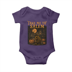 Take Me To Salem Baby Onesie Halloween Witch Salem Trip Black Cat Spooky Season TS11 Purple Print Your Wear