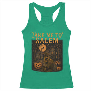 Take Me To Salem Racerback Tank Top Halloween Witch Salem Trip Black Cat Spooky Season TS11 Irish Green Print Your Wear