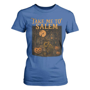 Take Me To Salem T Shirt For Women Halloween Witch Salem Trip Black Cat Spooky Season TS11 Royal Blue Print Your Wear