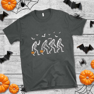 Funny Halloween Bigfoot T Shirt Skeleton Sasquatch Jack O Lantern TS11 Dark Heather Print Your Wear