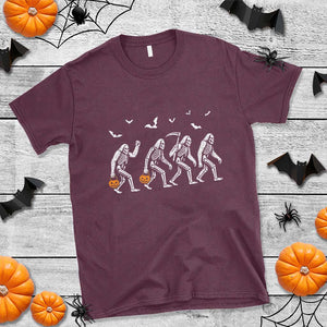 Funny Halloween Bigfoot T Shirt Skeleton Sasquatch Jack O Lantern TS11 Maroon Print Your Wear