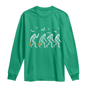 Funny Halloween Bigfoot Long Sleeve Shirt Skeleton Sasquatch Jack O Lantern TS11 Irish Green Print Your Wear