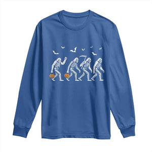 Funny Halloween Bigfoot Long Sleeve Shirt Skeleton Sasquatch Jack O Lantern TS11 Royal Blue Print Your Wear