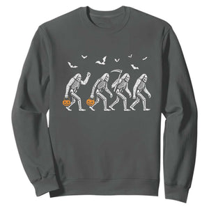 Funny Halloween Bigfoot Sweatshirt Skeleton Sasquatch Jack O Lantern TS11 Dark Heather Print Your Wear