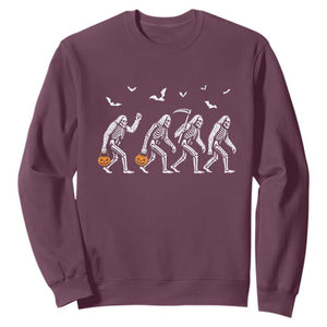 Funny Halloween Bigfoot Sweatshirt Skeleton Sasquatch Jack O Lantern TS11 Maroon Print Your Wear