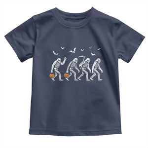 Funny Halloween Bigfoot Toddler T Shirt Skeleton Sasquatch Jack O Lantern TS11 Navy Print Your Wear