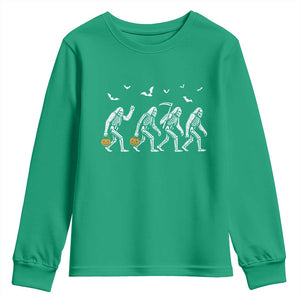 Funny Halloween Bigfoot Youth Sweatshirt Skeleton Sasquatch Jack O Lantern TS11 Irish Green Print Your Wear