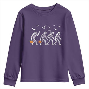 Funny Halloween Bigfoot Youth Sweatshirt Skeleton Sasquatch Jack O Lantern TS11 Purple Print Your Wear