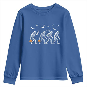 Funny Halloween Bigfoot Youth Sweatshirt Skeleton Sasquatch Jack O Lantern TS11 Royal Blue Print Your Wear