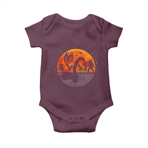 Funny Halloween Cryptid Folklore Bigfoot Alien Mothman Baby Onesie TS11 Maroon Print Your Wear