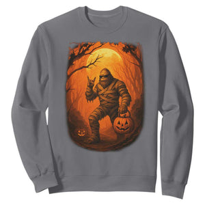 Funny Halloween Bigfoot Scary Spooky Cryptid Sasquatch Sweatshirt TS11 Charcoal Print Your Wear