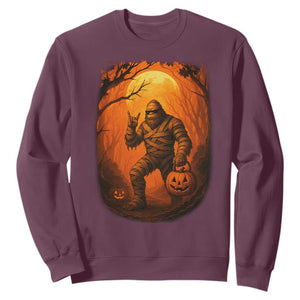 Funny Halloween Bigfoot Scary Spooky Cryptid Sasquatch Sweatshirt TS11 Maroon Print Your Wear