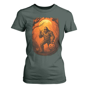 Funny Halloween Bigfoot Scary Spooky Cryptid Sasquatch T Shirt For Women TS11 Dark Forest Green Print Your Wear