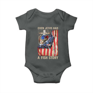 Funny Even Jesus Had A Fish Story Baby Onesie Fisherman Christian Fishing TS11 Dark Heather Print Your Wear