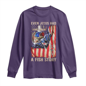 Funny Even Jesus Had A Fish Story Long Sleeve Shirt Fisherman Christian Fishing TS11 Purple Print Your Wear