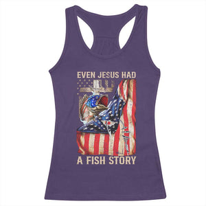 Funny Even Jesus Had A Fish Story Racerback Tank Top Fisherman Christian Fishing - Print Your Wear