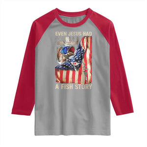 Funny Even Jesus Had A Fish Story Raglan Shirt Fisherman Christian Fishing TS11 Sport Gray Red Print Your Wear