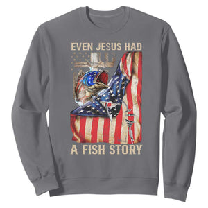 Funny Even Jesus Had A Fish Story Sweatshirt Fisherman Christian Fishing TS11 Charcoal Print Your Wear