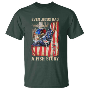 Funny Even Jesus Had A Fish Story T Shirt Fisherman Christian Fishing TS11 Dark Forest Green Print Your Wear