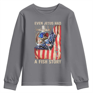 Funny Even Jesus Had A Fish Story Youth Sweatshirt Fisherman Christian Fishing TS11 Charcoal Print Your Wear