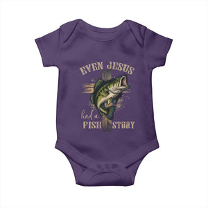 Even Jesus Had A Fish Story Baby Onesie Funny Fishermen Christian Cross TS11 Purple Print Your Wear