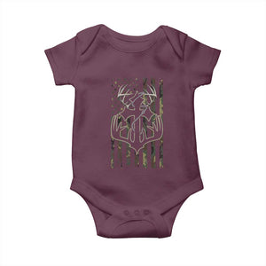 Faith Fishing Hunting Camo US Flag Cross With Hook Christian Baby Onesie TS11 Maroon Print Your Wear